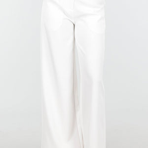 NEW180226 Witte High Waist Wide Leg Pantalon