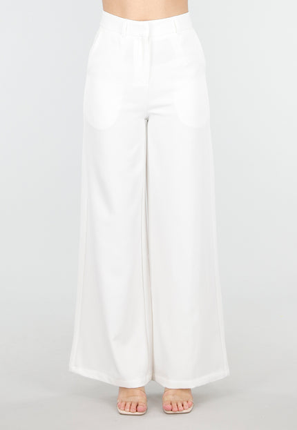 NEW180226 Witte High Waist Wide Leg Pantalon