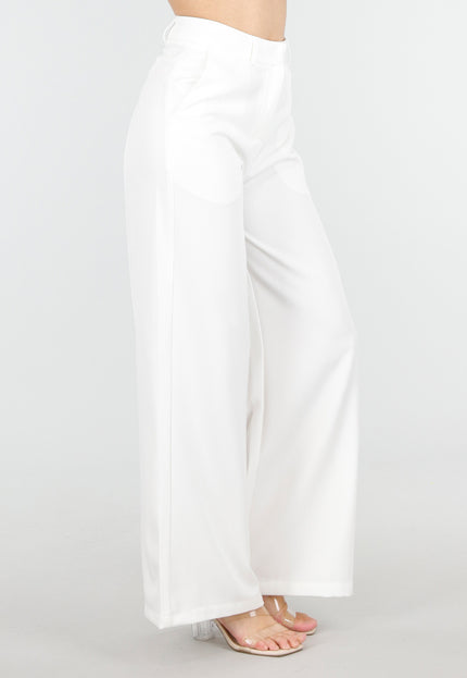 NEW180226 Witte High Waist Wide Leg Pantalon