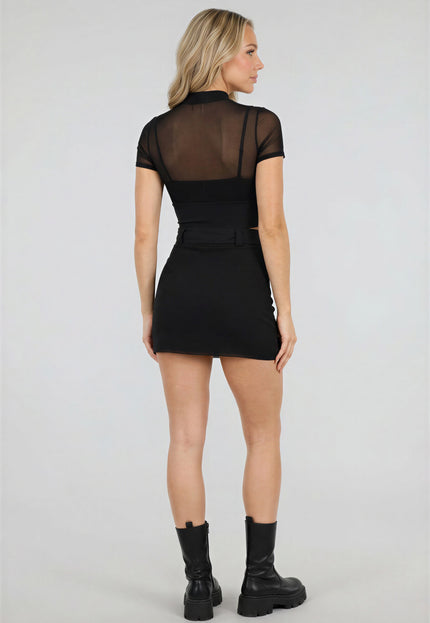 NEW180226 Zwarte Mesh Top met Pads
