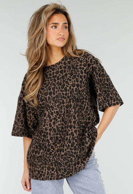 NEW180326 Bruin Luipaardprint T-Shirt