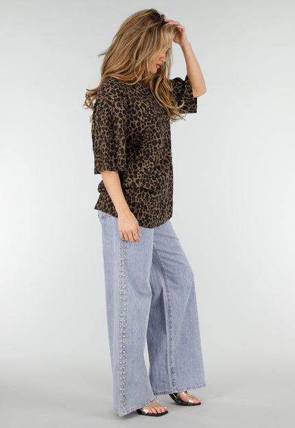 NEW180326 Bruin Luipaardprint T-Shirt