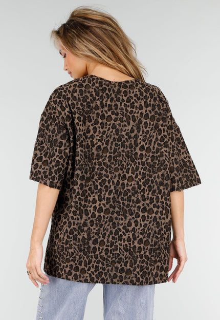NEW180326 Bruin Luipaardprint T-Shirt