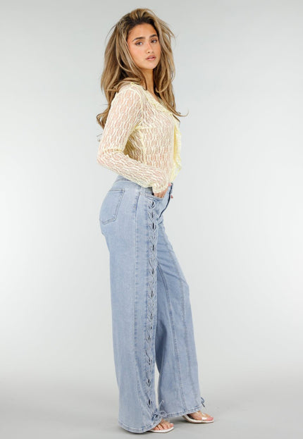 NEW180326 Butter Yellow Kanten Blouse Top