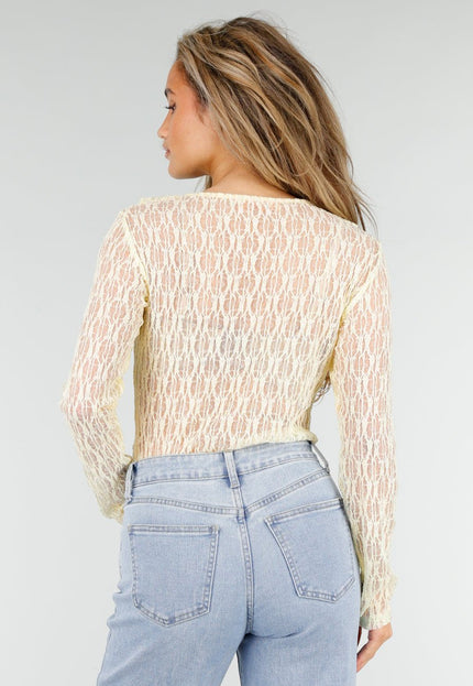 NEW180326 Butter Yellow Kanten Blouse Top