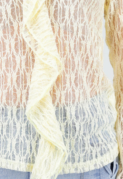 NEW180326 Butter Yellow Kanten Blouse Top