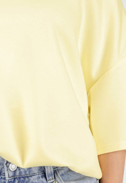 NEW180326 Butter Yellow One Shoulder Top met Ingewerkte Top