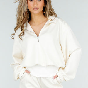 NEW180326 Crème Halve Zip Trui