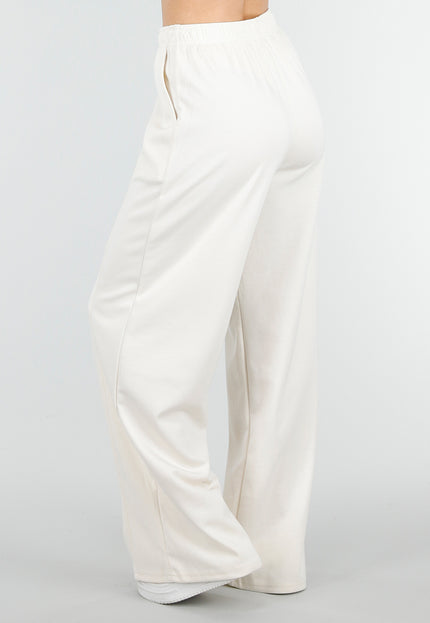 NEW180326 Crème Wide Leg Joggingbroek