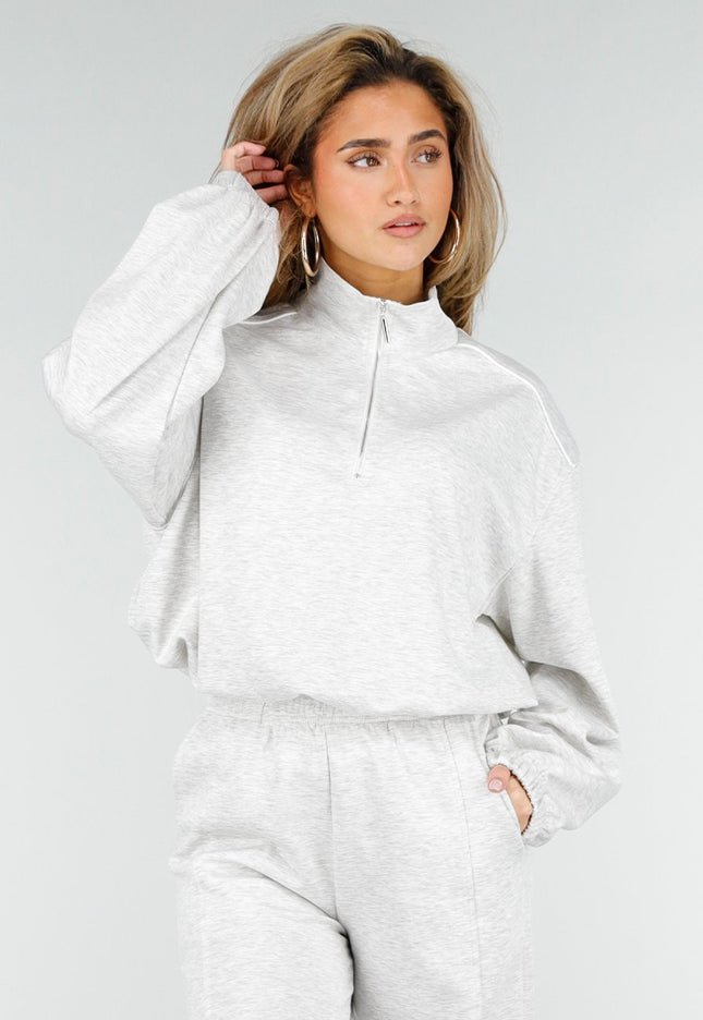 NEW180326 Grijze Halve Zip Trui