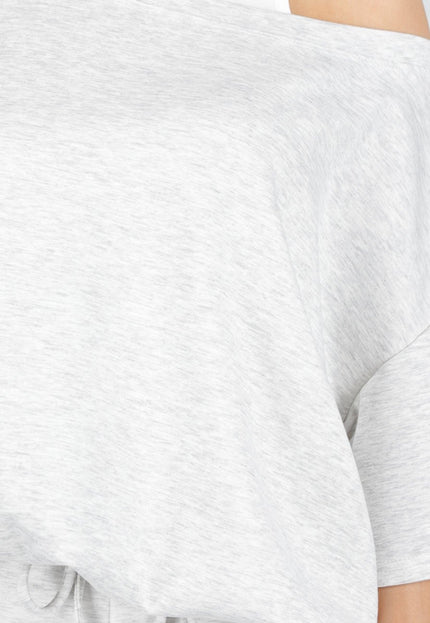 NEW180326 Grijze One Shoulder Top met Ingewerkte Top