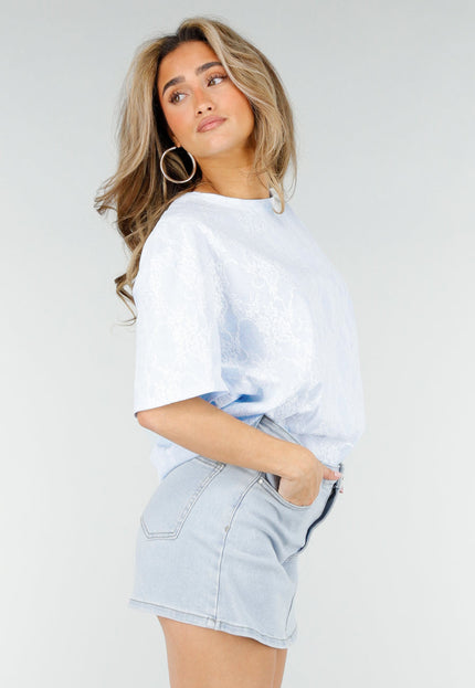 NEW180326 Lichtblauw Kant T-Shirt