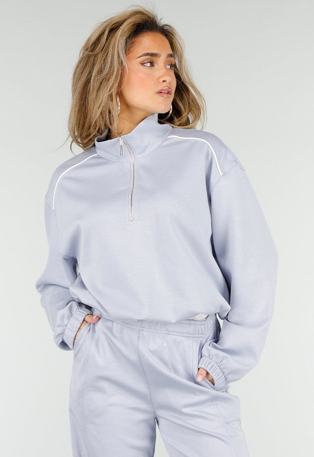 NEW180326 Lichtblauwe Halve Zip Trui