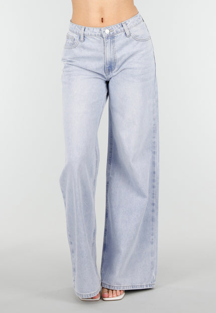 NEW180326 Lichtblauwe Love Wide Leg Jeans met Backprint