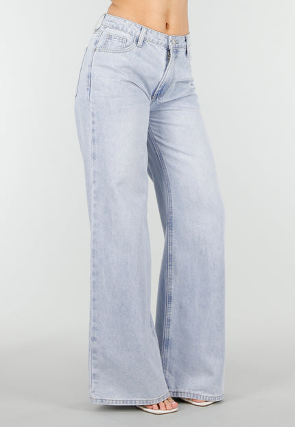NEW180326 Lichtblauwe Love Wide Leg Jeans met Backprint