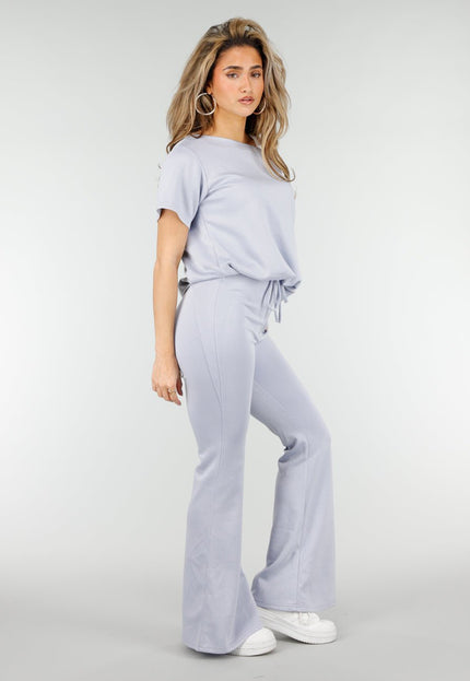 NEW180326 Lichtblauwe One Shoulder Top met Ingewerkte Top