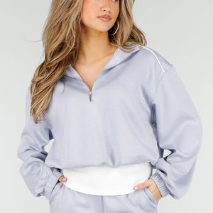 NEW180326 Lichtblauwe Zip Trui met Top