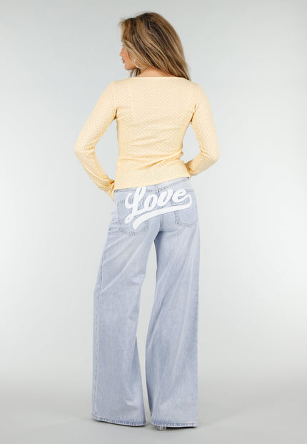 NEW180326 Lichtgele Top met Vierkante Hals