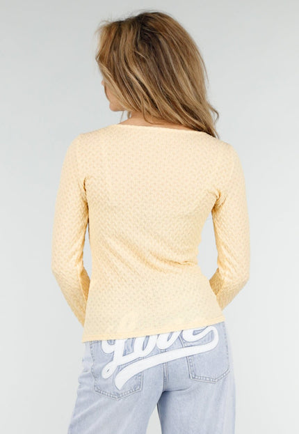 NEW180326 Lichtgele Top met Vierkante Hals