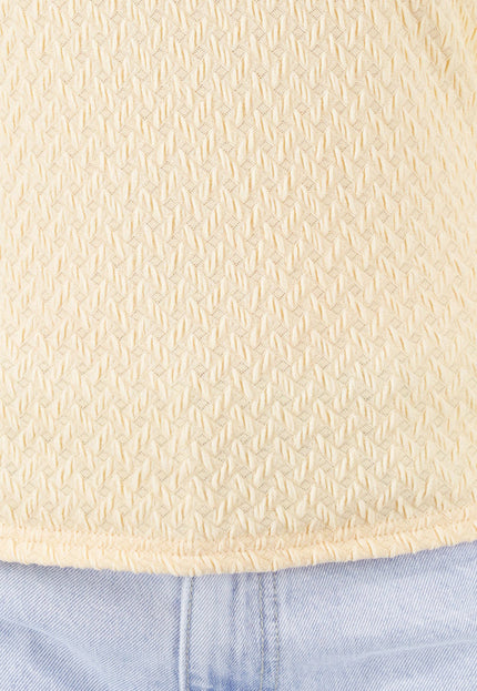 NEW180326 Lichtgele Top met Vierkante Hals