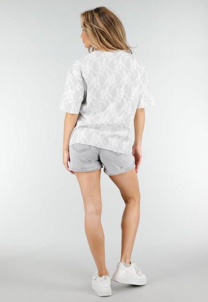 NEW180326 Lichtgrijs Kant T-shirt