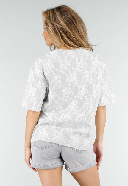 NEW180326 Lichtgrijs Kant T-shirt