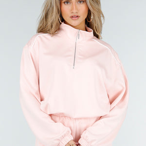 NEW180326 Lichtroze Halve Zip Trui