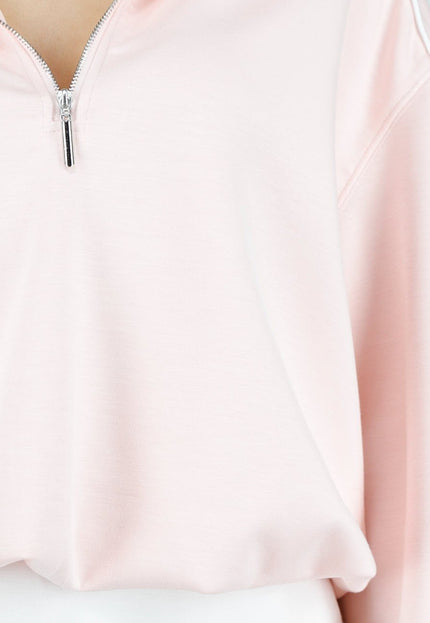 NEW180326 Lichtroze Halve Zip Trui