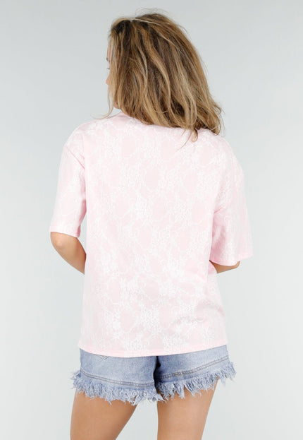 NEW180326 Lichtroze Kant T-Shirt