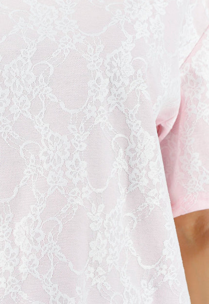 NEW180326 Lichtroze Kant T-Shirt