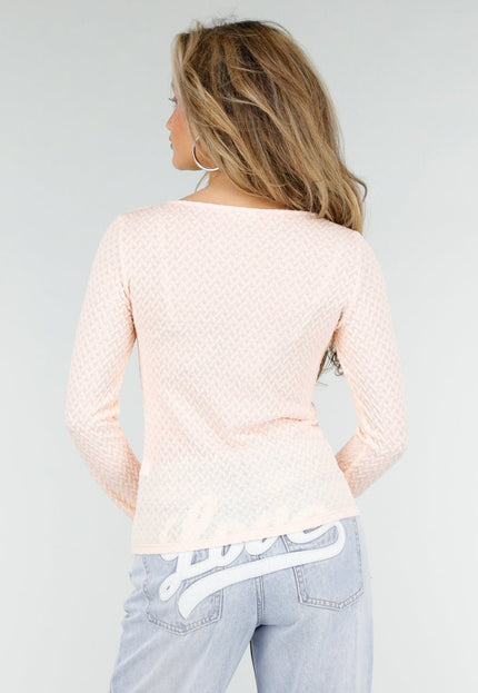 NEW180326 Lichtroze Top met Vierkante Hals