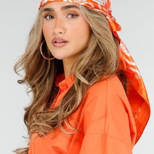 NEW180326 Oranje Bandana Sjaal met Paisley Print