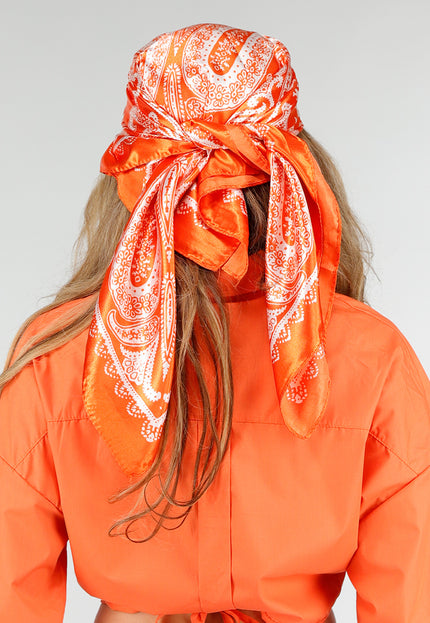 NEW180326 Oranje Bandana Sjaal met Paisley Print
