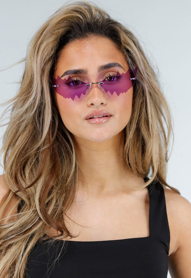 NEW180326 Paarse Randloze Vleermuis Zonnebril
