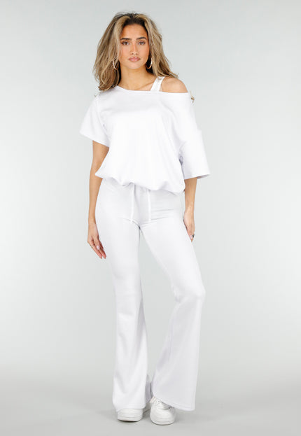 NEW180326 Witte Jogging Flared Broek