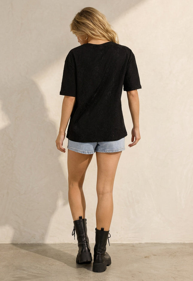 NEW180326 Zwart Kant T-Shirt