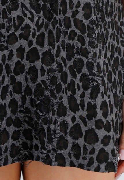 NEW180326 Zwart Luipaardprint T-Shirt