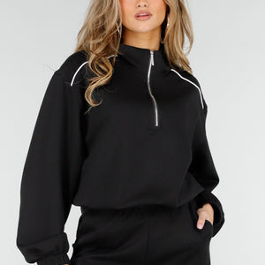 NEW180326 Zwarte Halve Zip Trui