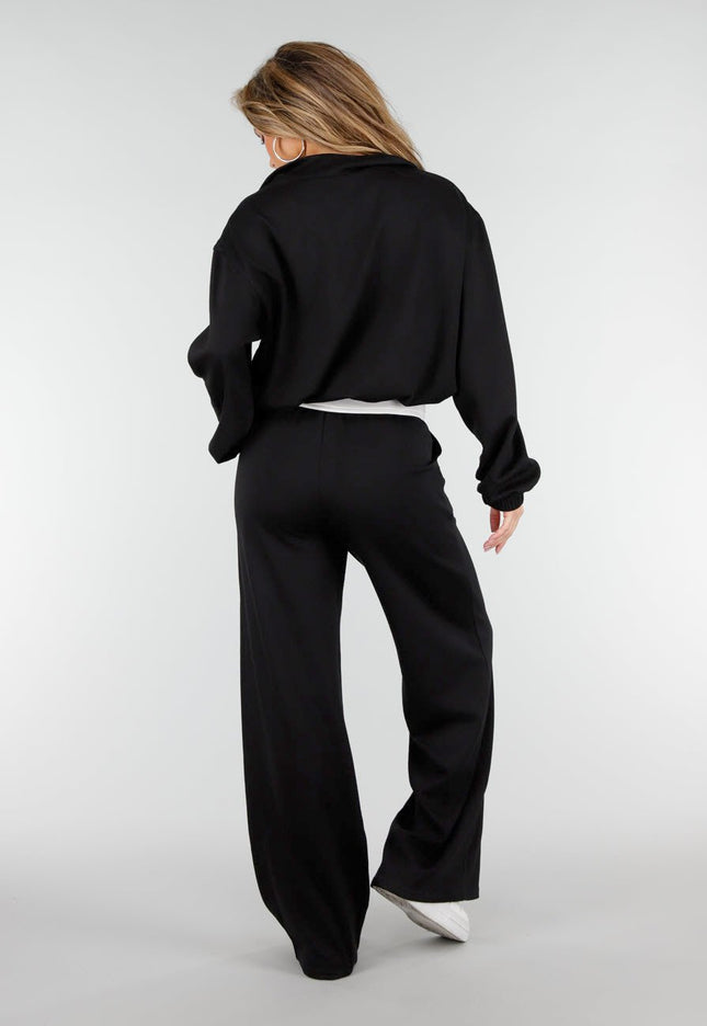 NEW180326 Zwarte Halve Zip Trui