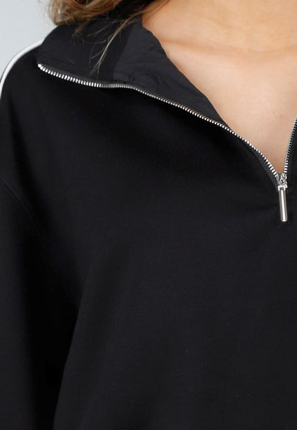 NEW180326 Zwarte Halve Zip Trui