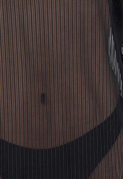 NEW180326 Zwarte Mesh Cover Up met Korte Mouwen