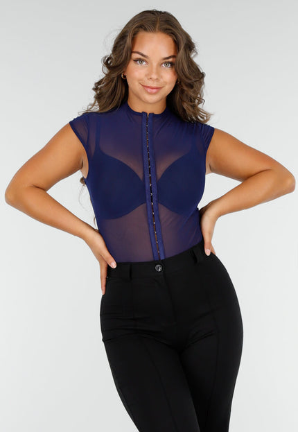 NEW180625 Navy Mesh Bodysuit met Haakjes
