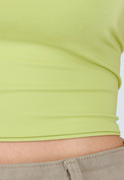 NEW180625 Olijfgroene Vierkante Hals Top