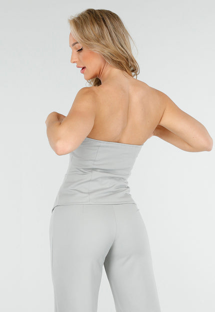 NEW180625 Strapless Gilet Top in Lichtgrijs