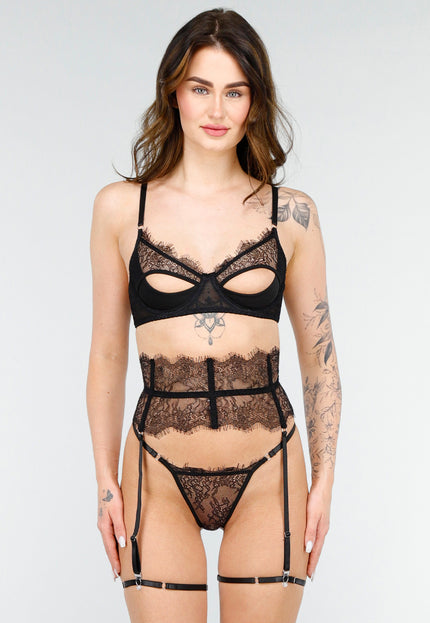 NEW180625 Zwart Lingerieset met Kant