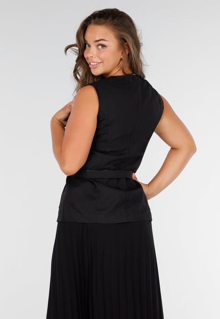 OP=OP.AV.09 Zwarte Gilet Set Met Plissé Rok