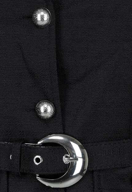 OP=OP.AV.09 Zwarte Gilet Set Met Plissé Rok