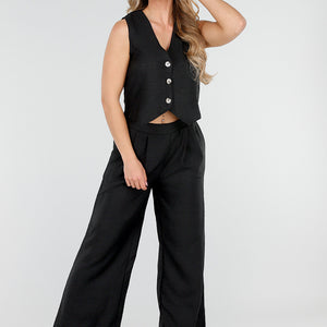 SALESELECTIE Zwarte Linnenlook 2-Piece Set