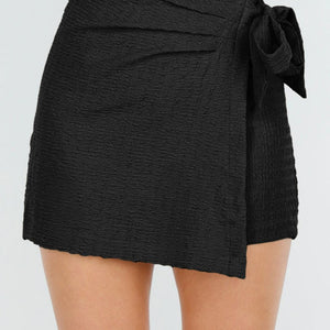 Zwarte Stretch Skort met Strik