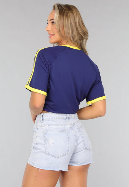 NEW1807 Navy Blauwe Sporty Shirt met Gele Details